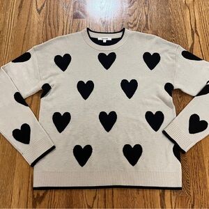 Splendid Cream and Black Heart Sweater